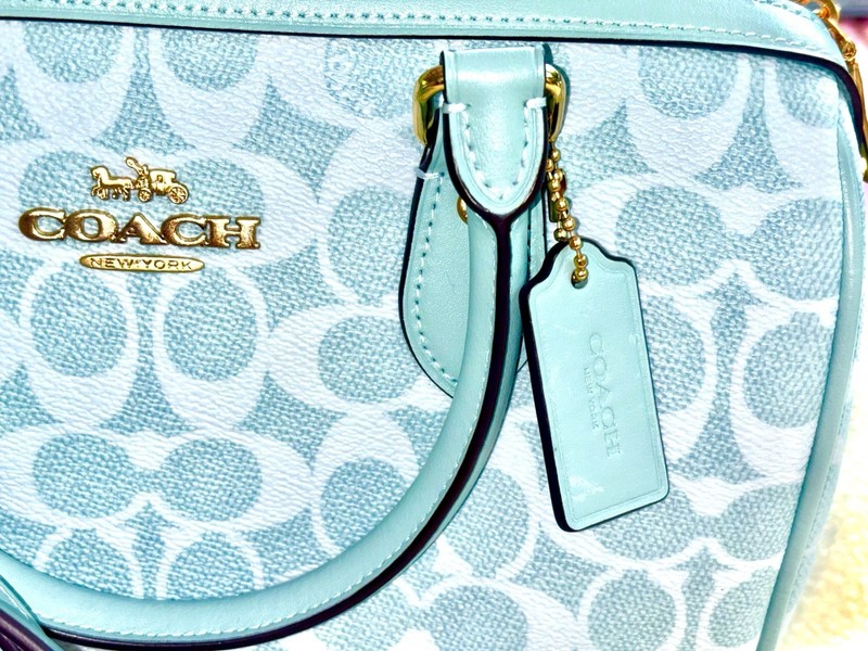 NWT COACH Rowan Satchel Bag In Signature Canvas CEY39 in Light Blue New With Tag gallery