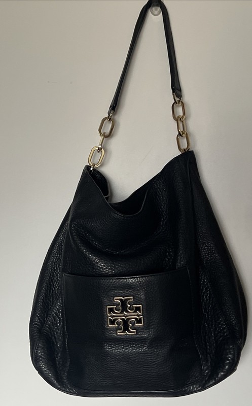 Tory Burch Britten Black Hobo Shoulder Bag Large Leather Purse Handbag