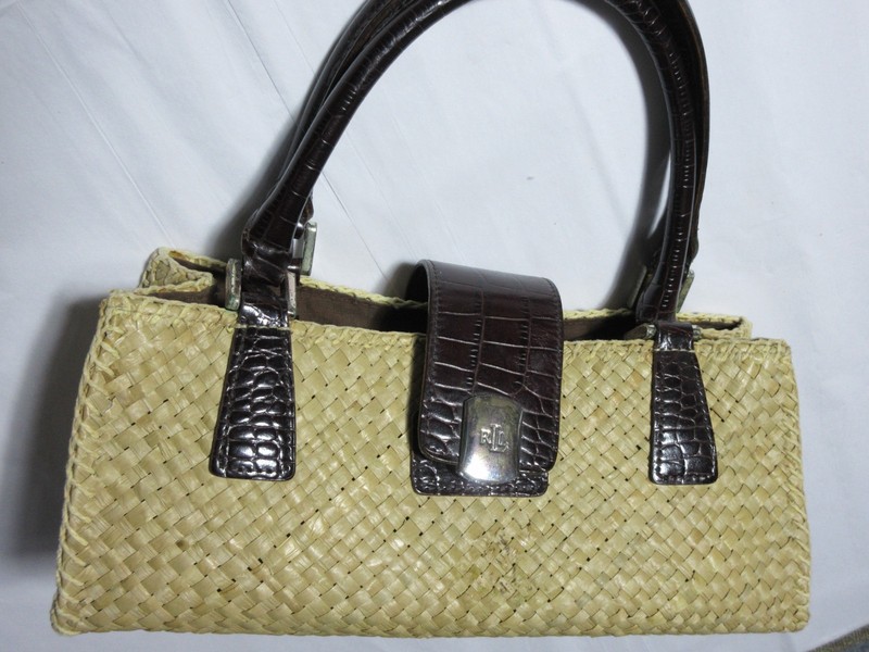 RALPH LAUREN SMALL WOVEN STRAW BAG PURSE 11 1/4″ X4 1/2″ X 5″