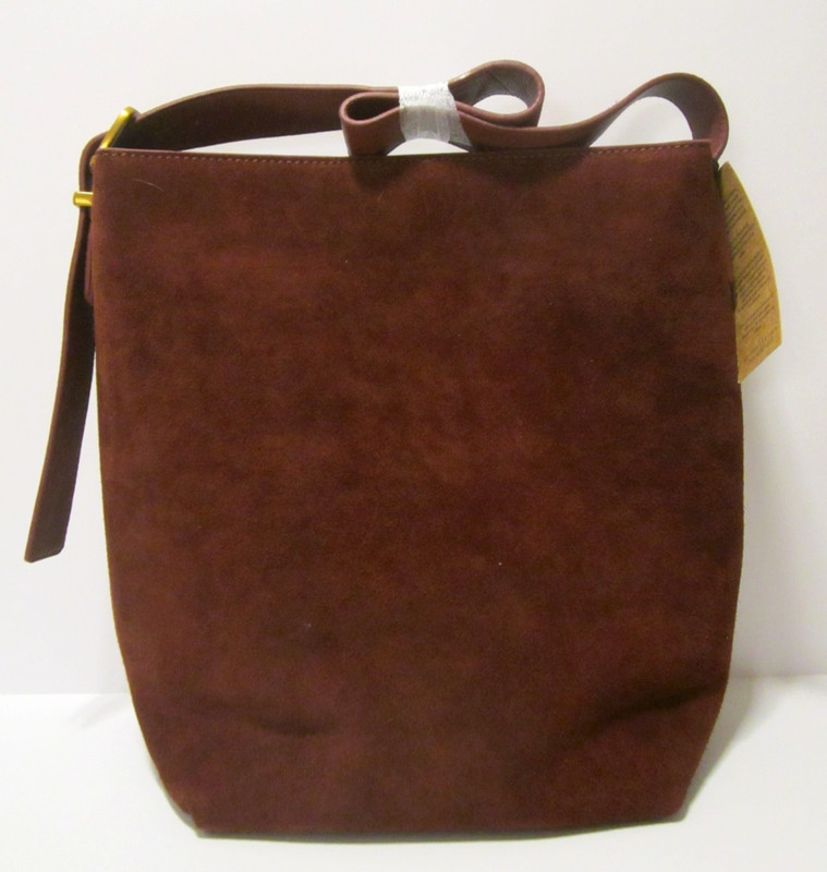 Margot New York Kaye Bucket Tote Suede Leather Burgundy Purse/Bag NWT gallery