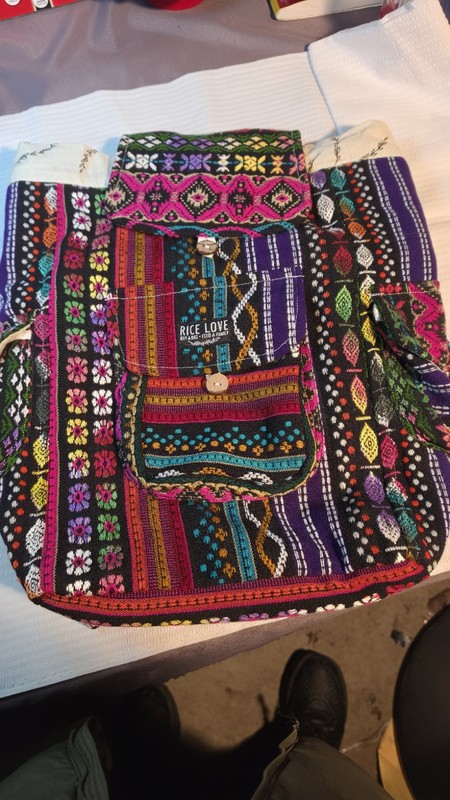 NEW Rice Love Backpack Drawstring Closure Handcrafted Wild Bright Fun Fabric