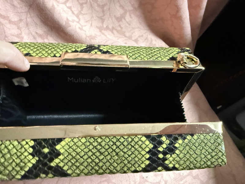 Mulian & Lily Green Faux Snakeskin Fashion Clutch / Crossbody, Party, Evening gallery