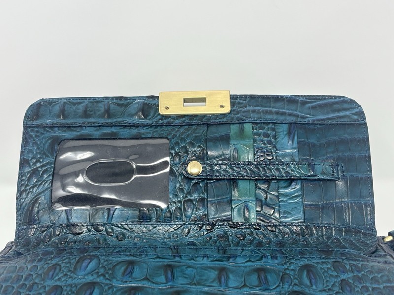 Brahmin Melbourne Croc Embossed Leather Crossbody Purse Teal gallery