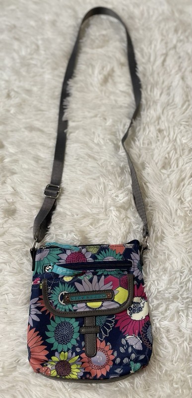 Lily Bloom Crossbody Bag Purse Colorful Sunflower Print Floral Flower Pockets