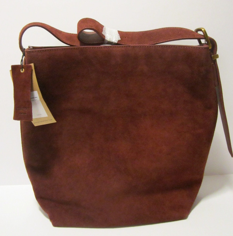 Margot New York Kaye Bucket Tote Suede Leather Burgundy Purse/Bag NWT