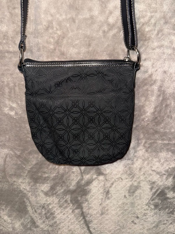 Croft & Barrow Black Patterned Fabric Crossbody Bag gallery