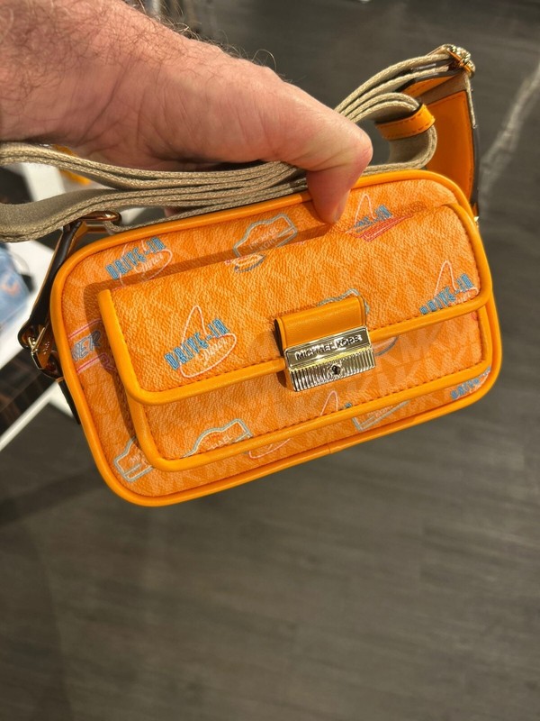 Michael Kors Bradshaw Women XS Camera Purse Handbag Crossbody Bag Pop Orange MK