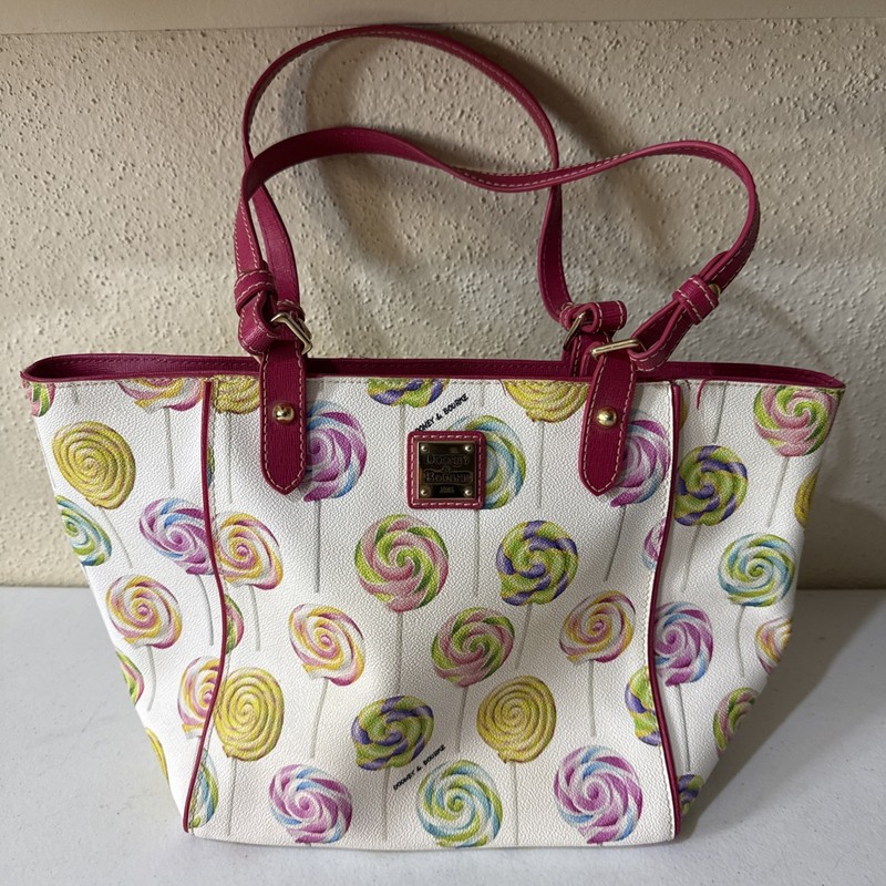 Dooney & Bourke White Lollipop Pattern Satchel Purse Handbag RARE Retired HTF