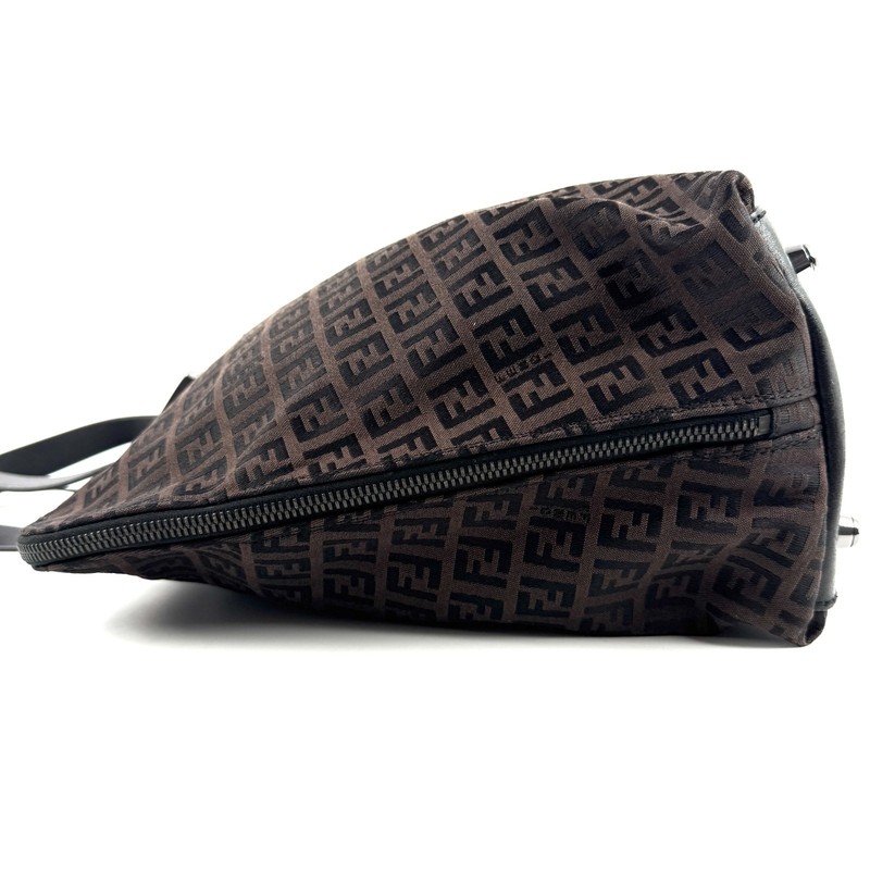 Fendi Travel Shoulder Bag Zucchino A4 Canvas Brown Authentic 255T0244 gallery