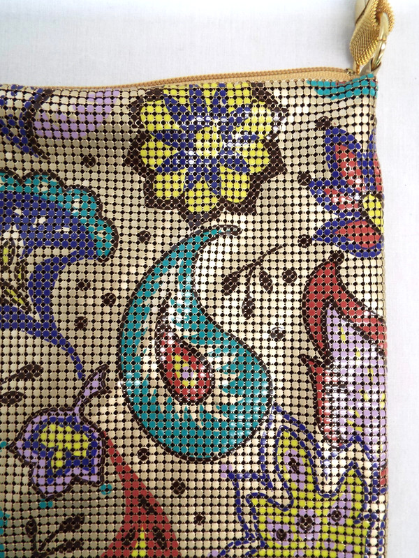 Vintage Whiting & Davis Paisley Mesh Handbag Purse Colorful Enamel Gold PERFECT gallery