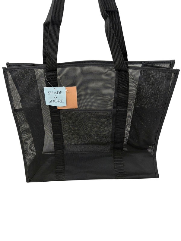 Large Black Mesh Tote Bag Beach Lake Groceries Travel Waterproof Packable NEW