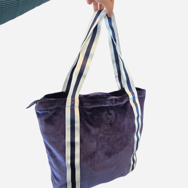 Victoria’s Secret PINK Navy Blue Ribbed Soft Velour Large Tote Bag