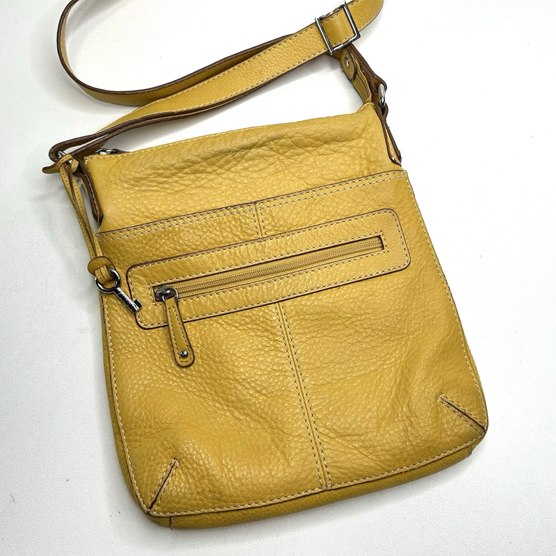 FOSSIL Pebble Leather Mustard Cross-Body Bag ZB9939 Adjustable Strap w/Key Charm