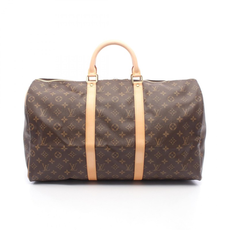 Louis Vuitton Keepall 50 Boston Bag Coated Canvas Leather Monogram Bro [SKU:13]