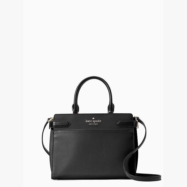 Kate Spade Staci Small Satchel in black saffiano leather