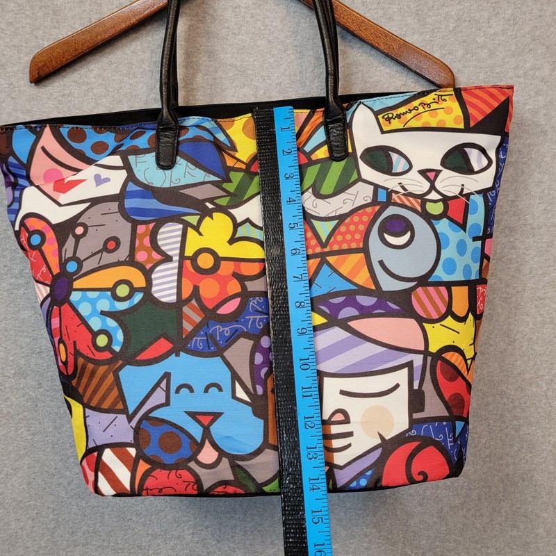 ROMERO BRITTO Art Tote Bag Garden Animals Dog Cat Fish Butterfly Colorful Large gallery