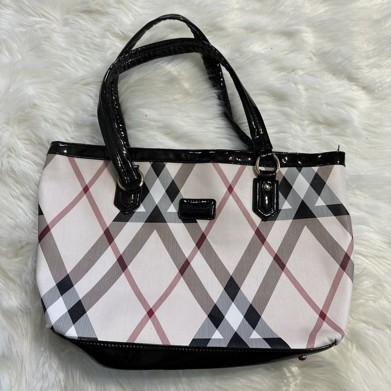 Feral Cat Purse Black Multicolor Pattern Straps Plaid Shoulder Bag
