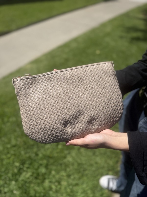 NEW Quince Italian Handwoven Leather Mini Shoulder Bag- Taupe (Free Shipping)