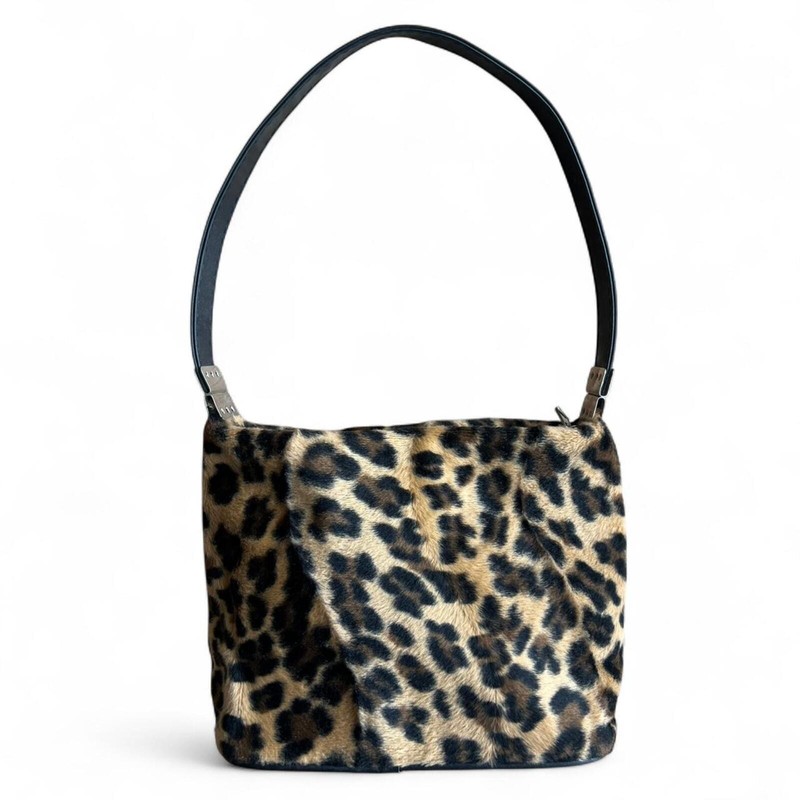 Y2K Leopard print faux fur handbag