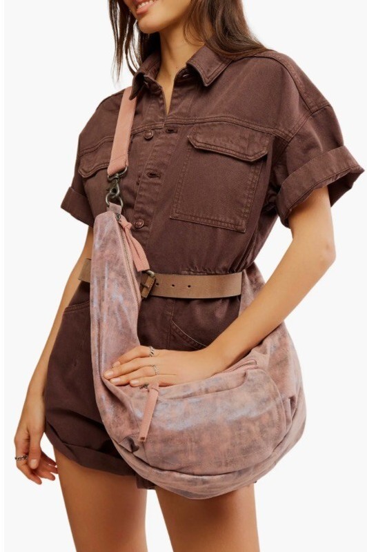 Free People We The Free Sparta Sling Bag Crossbody Acid Rose Gray Metallic NWT gallery