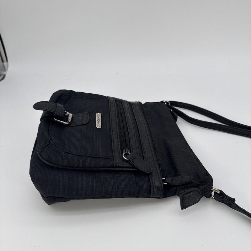 Multi Sac Mid Flare Crossbody Bag Black Blue 9x9in Purse gallery
