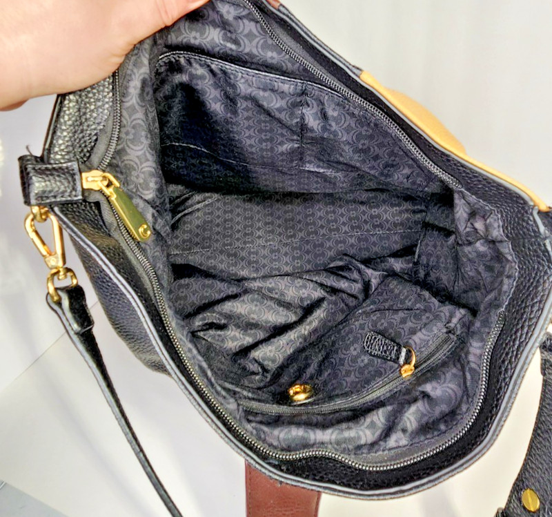 Charming Charlie Leather Hobo Shoulder Bag Purse - Black Tan - Classic Office gallery