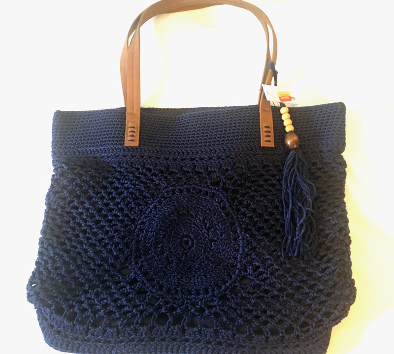 SONOMA TOTE BAG, WOVEN POLYESTRING, NAVY BLUE, INT. POCKETS, NEW WITH TAGS
