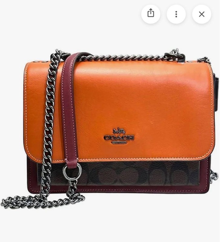 COACH Signature Leather Shoulder Bag 3 Compartment Brown/Burgundy 80cm Chain