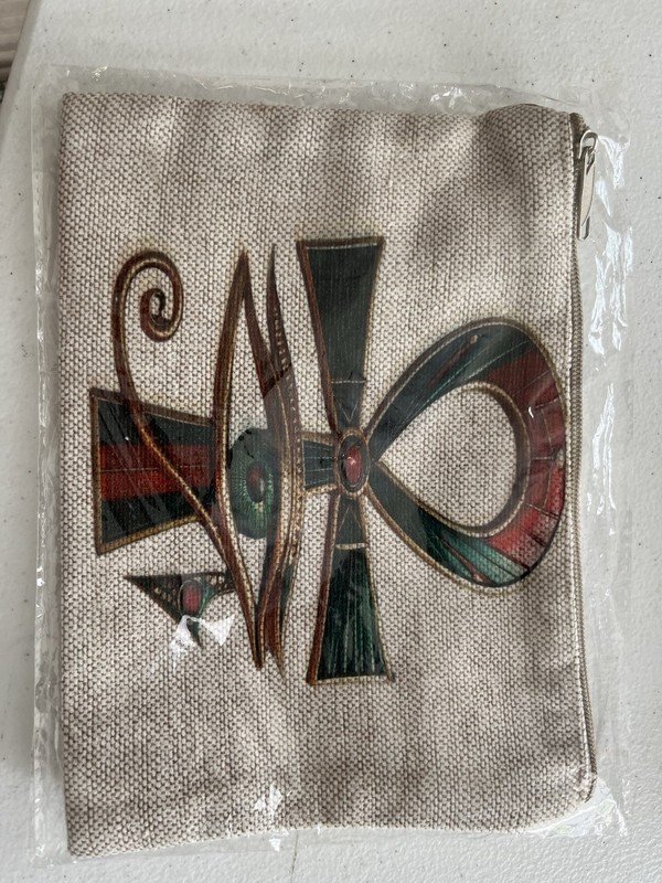 Linen Cotton Zipper Cosmetic Bag Makeup Case with Zipper Beige Egyptian Designs gallery