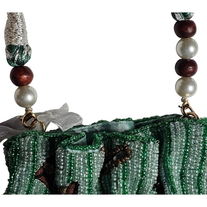 Handcrafted In India Beaded Western Drawstring Pouch Bag Cactus Cowboy Boots New gallery