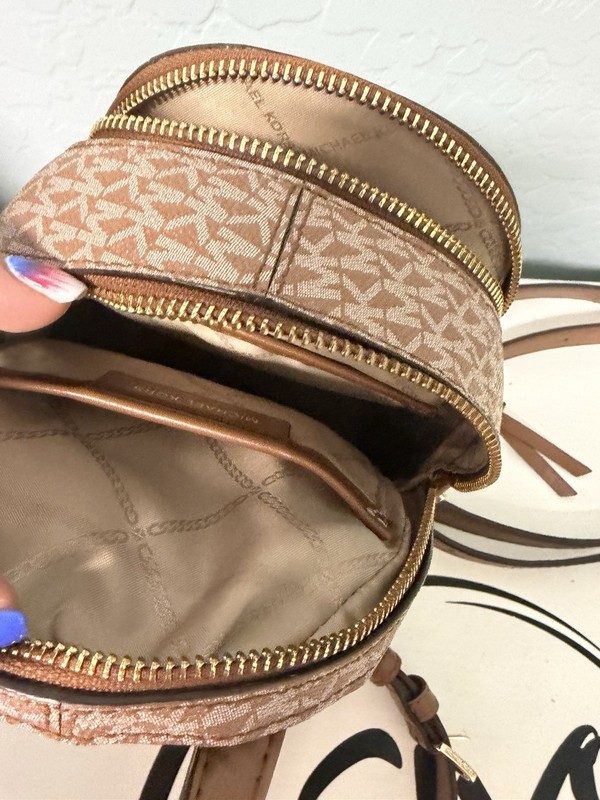 Michael Kors Rhea XS Extra Small Mini Women Girls MK Logo Backpack 2 Tone Brown gallery