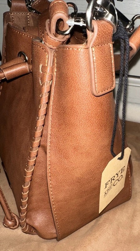 Frye and Co. Cognac Easton Mid Bucket Crossbody Leather Bag/Purse NWT gallery