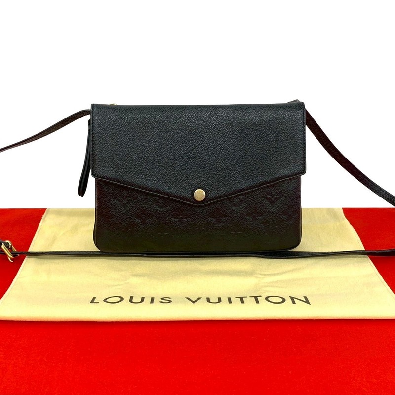 LOUIS VUITTON Twice Monogram Ann Platt Shoulder Bag leather black 514-7