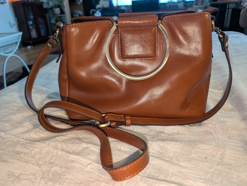Patricia Nash Brown Empoli Leather Purse Satchel Heritage Collection Crossbody