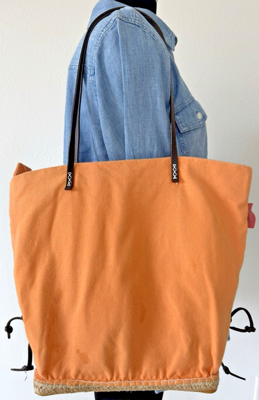 Saldarini 1882 Como Italy Espadrille Espa Tote Orange Canvas Shoulder Bag gallery