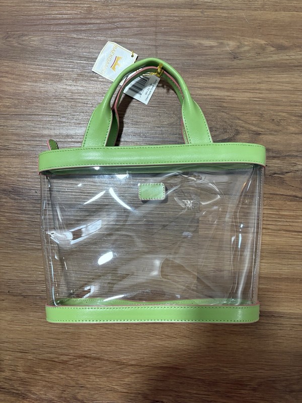 Baekgaard Mini Zip Tote Clear Stadium Bag Apple Green Coral NWT PVC Purse gallery