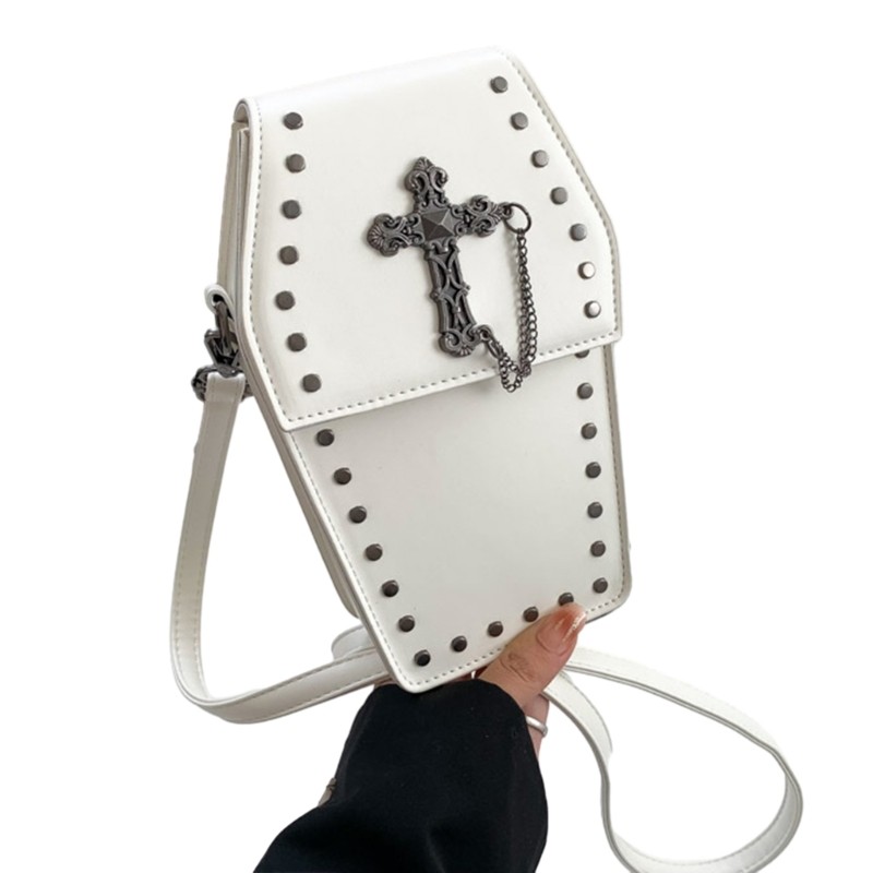 Rivet Handbag for Girl Women Fashion Purse Halloween Gothic Coffin Shaped Bag
