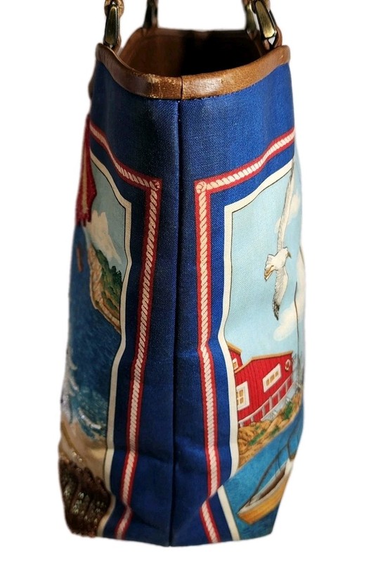 ISABELLA FIORE RARE CAPE COD HARBOR EMBELLISHED APPLIQUE MULTIMEDIA TOTE $495 gallery
