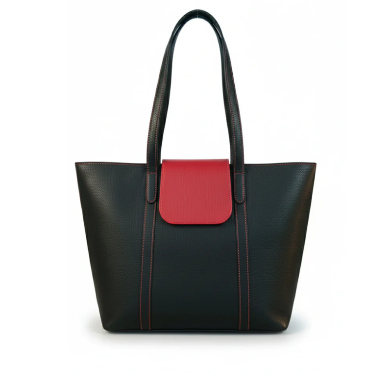 Leather Tote Bag Women Handmade Black Full Grain Cowhide Shoulder Handbag