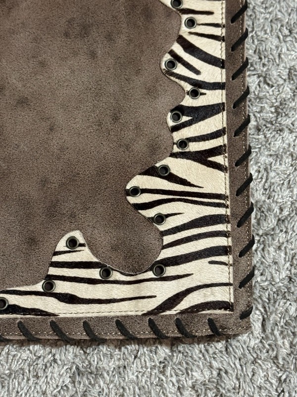 Lollipops 100% Leather Zebra Rivet Stitching Boho Indie Large Handbag Tote Purse gallery