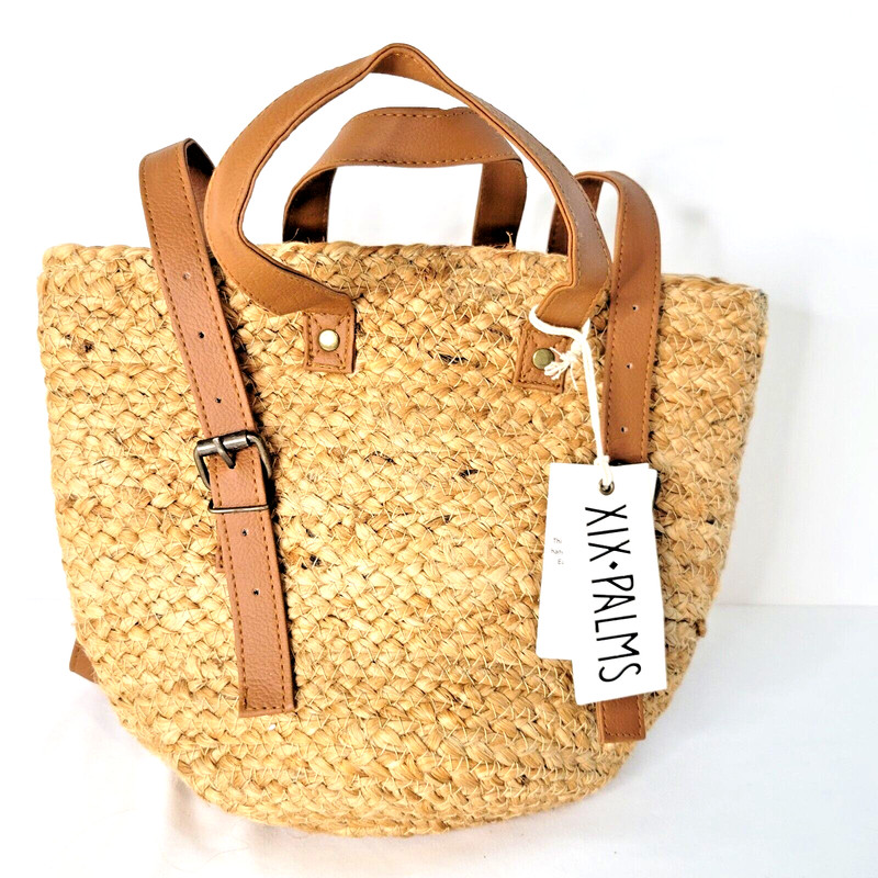 XIX Palms Shore Break Lunch cooler Backpack Jute Beach Coastal Straw Bag