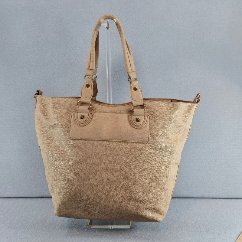 BCBG Paris Beige Textured Leather Tote Bag with Matching Wristlet Clutch gallery