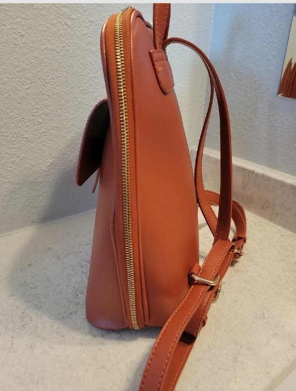 MIZTIQUE The Chloe Vegan Leather Accordion Opening Backpack W/ Top Handle Tan gallery