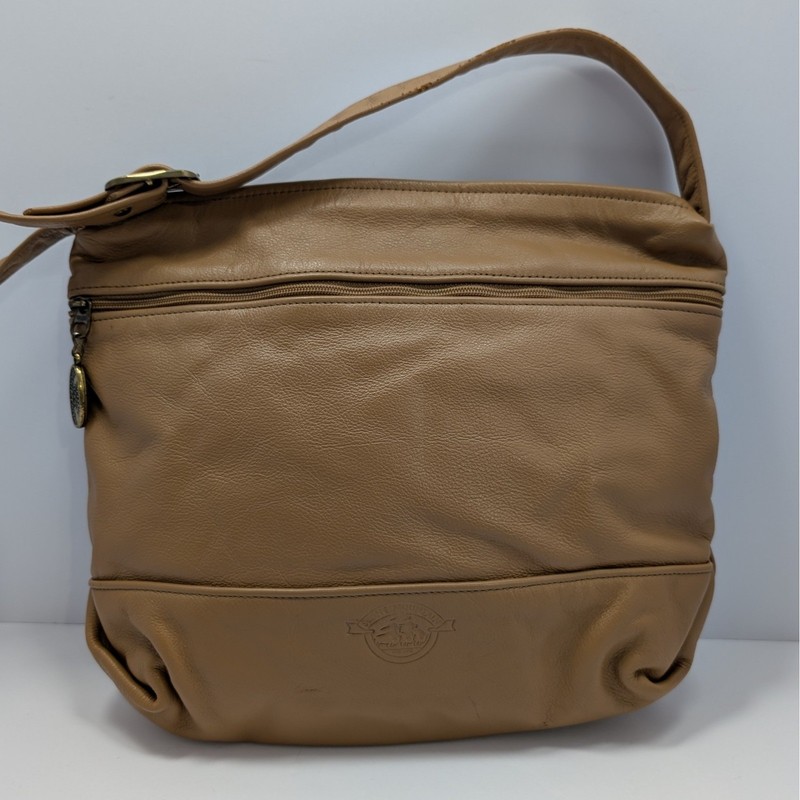 Stone Mountain USA Tan Leather Crossbody Bag Adjustable Strap Purse Made in USA