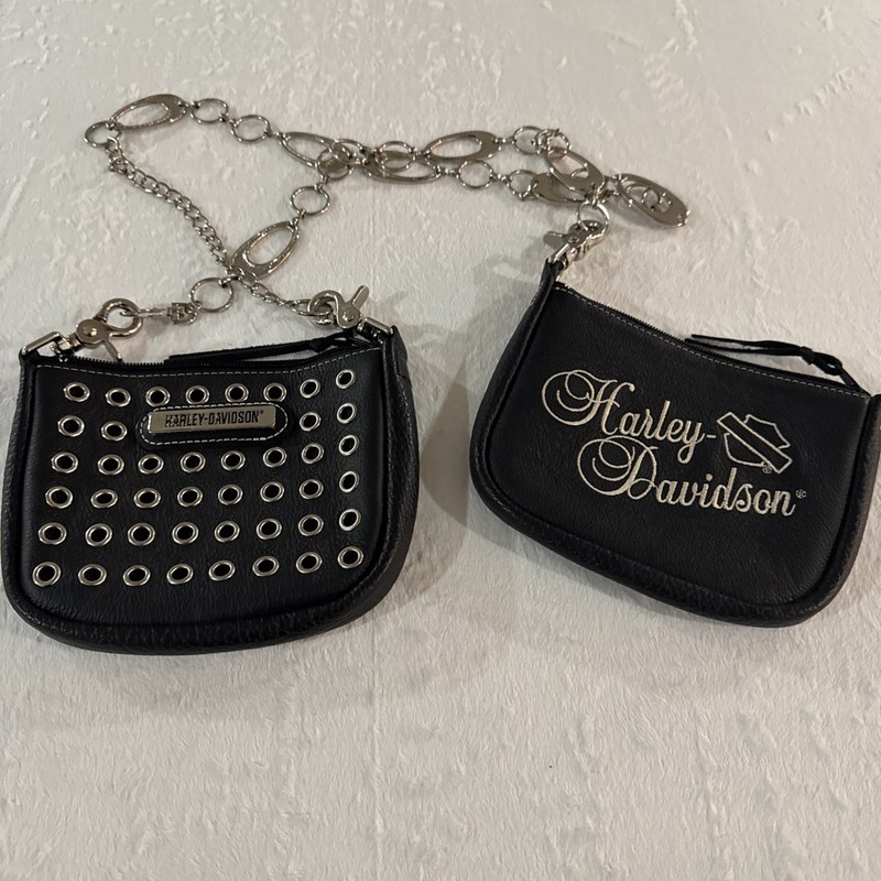 Harley-Davidson Black Leather Crossbody Silver Chain & Grommets (2)