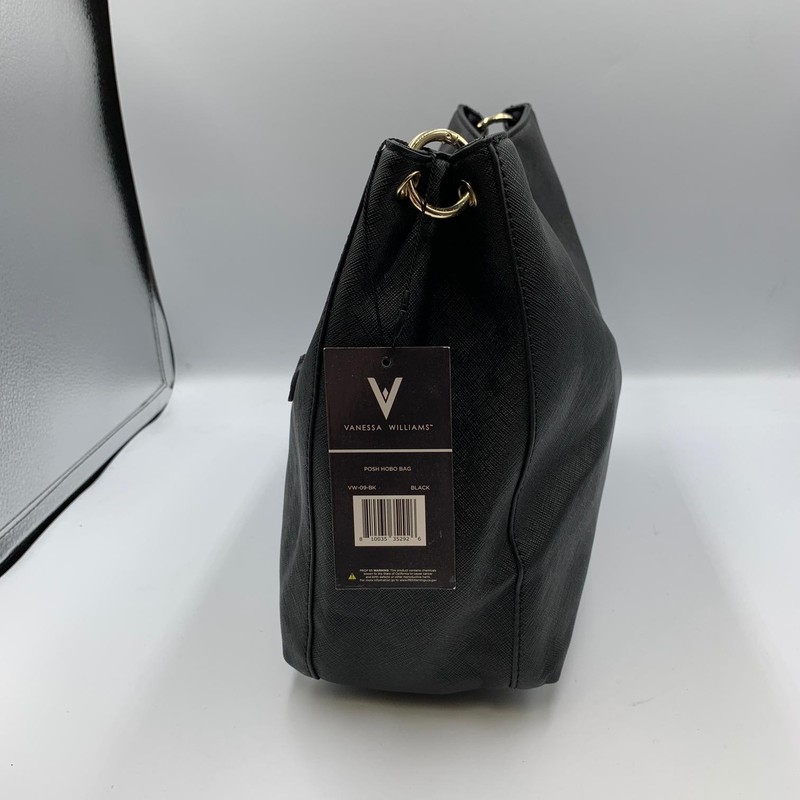 Vanessa Williams Posh Hobo Bag Black Faux Leather Gold Shoulder Strap VW-09-BK gallery
