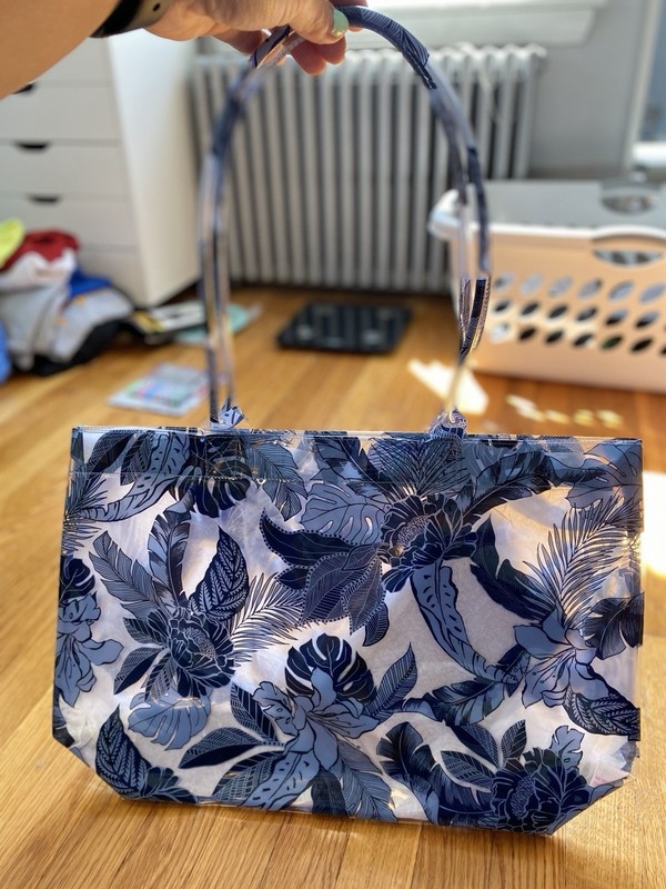 Victoria's Secret PINK Transparent Clear Floral Blue Beach Tote Bag + Blue Pouch gallery