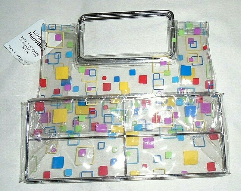 Women’s Vintage Looker Transparent Print Jelly Purse Plastic Fashion Handbag S/M