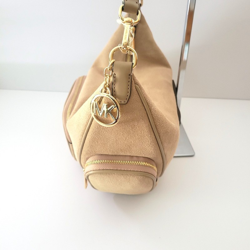 Michael Kors Merritt Medium Convertible Pocket Shoulder Bag Camel Suede gallery