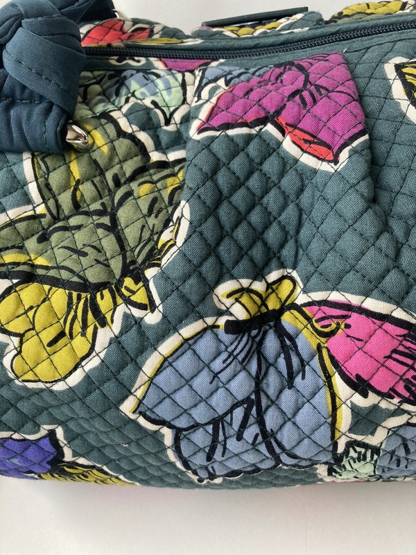 VERA BRADLEY Hadley Satchel Teal W/Floral Pattern Handles & Shoulder Straps gallery